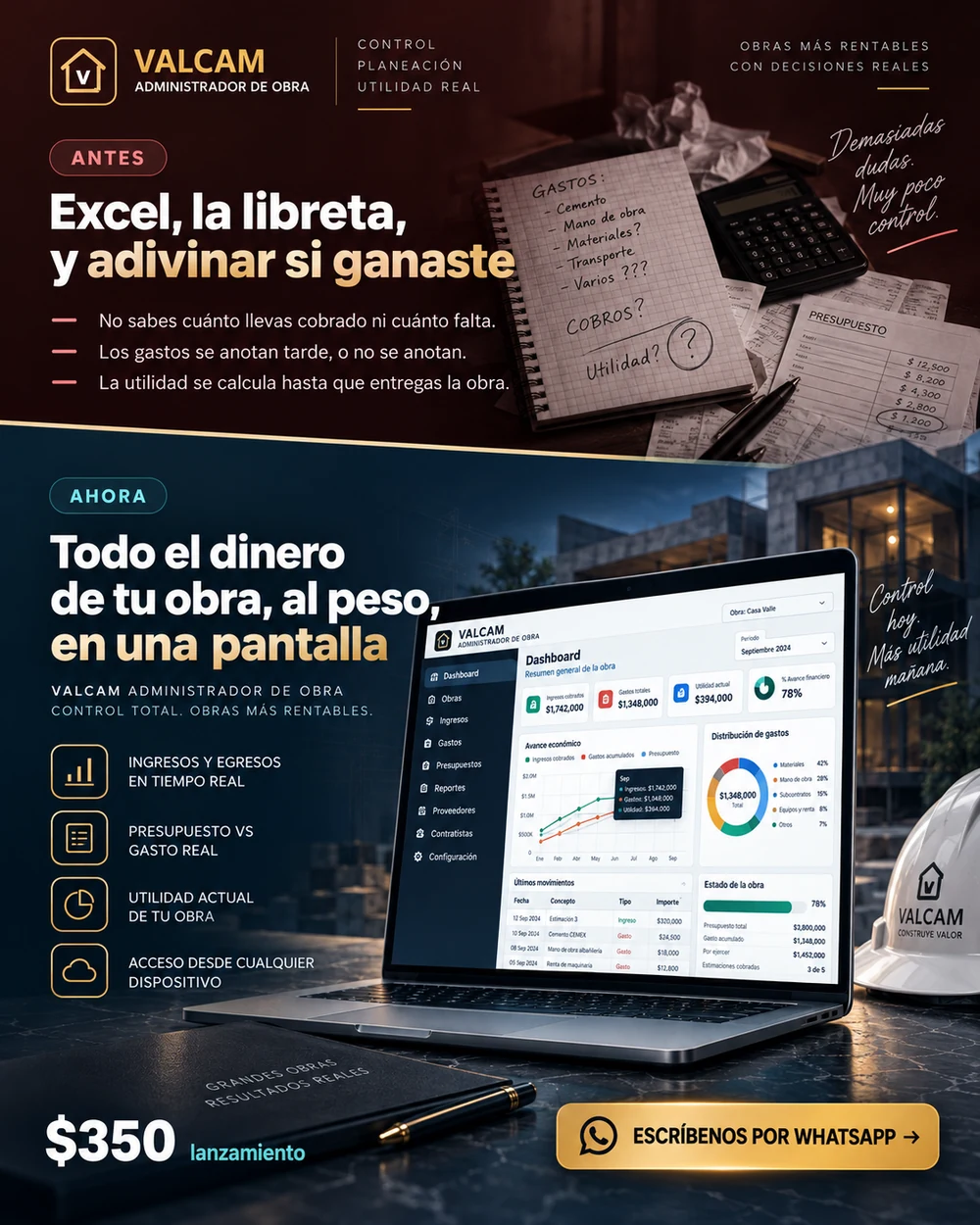 VALCAM Administrador de Obra antes y ahora