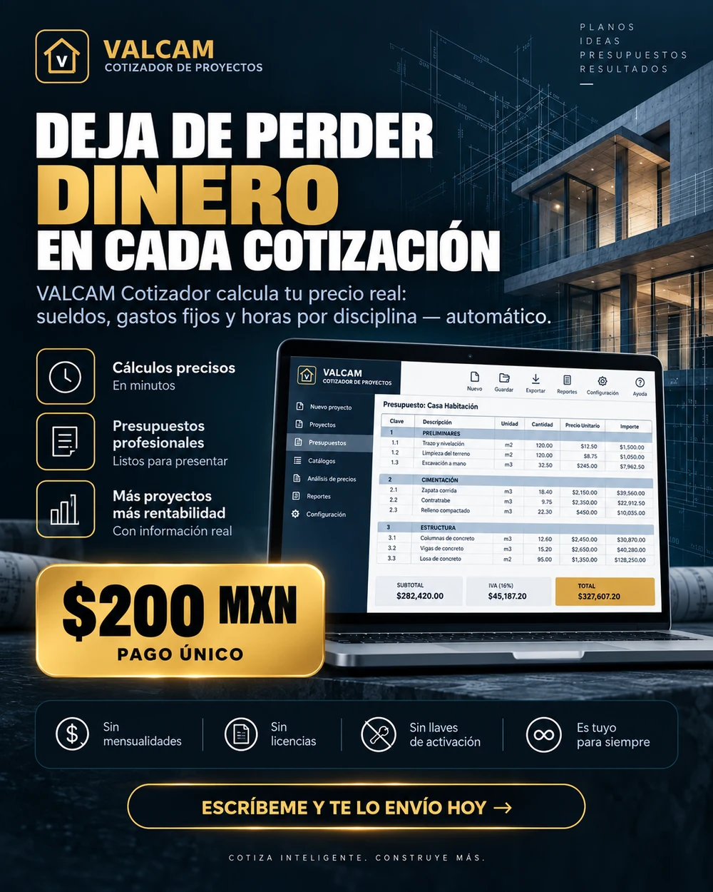 VALCAM Cotizador evita perder dinero en cada cotización