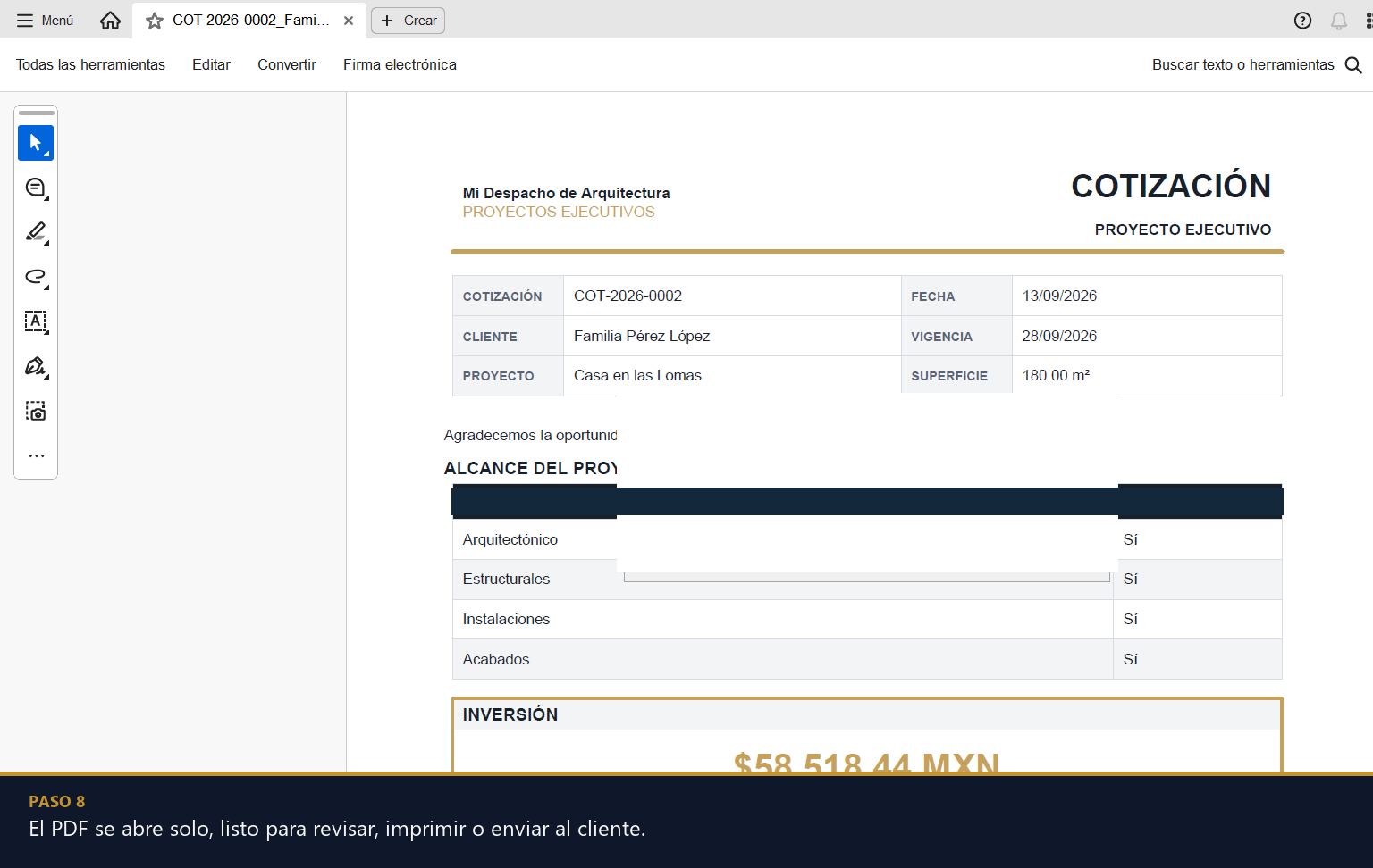 PDF generado por VALCAM Cotizador
